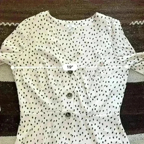 RIVER ISLAND Cream & Black Spotted Peplum Top Size 16 UK (Large US) - Picture 9 of 11